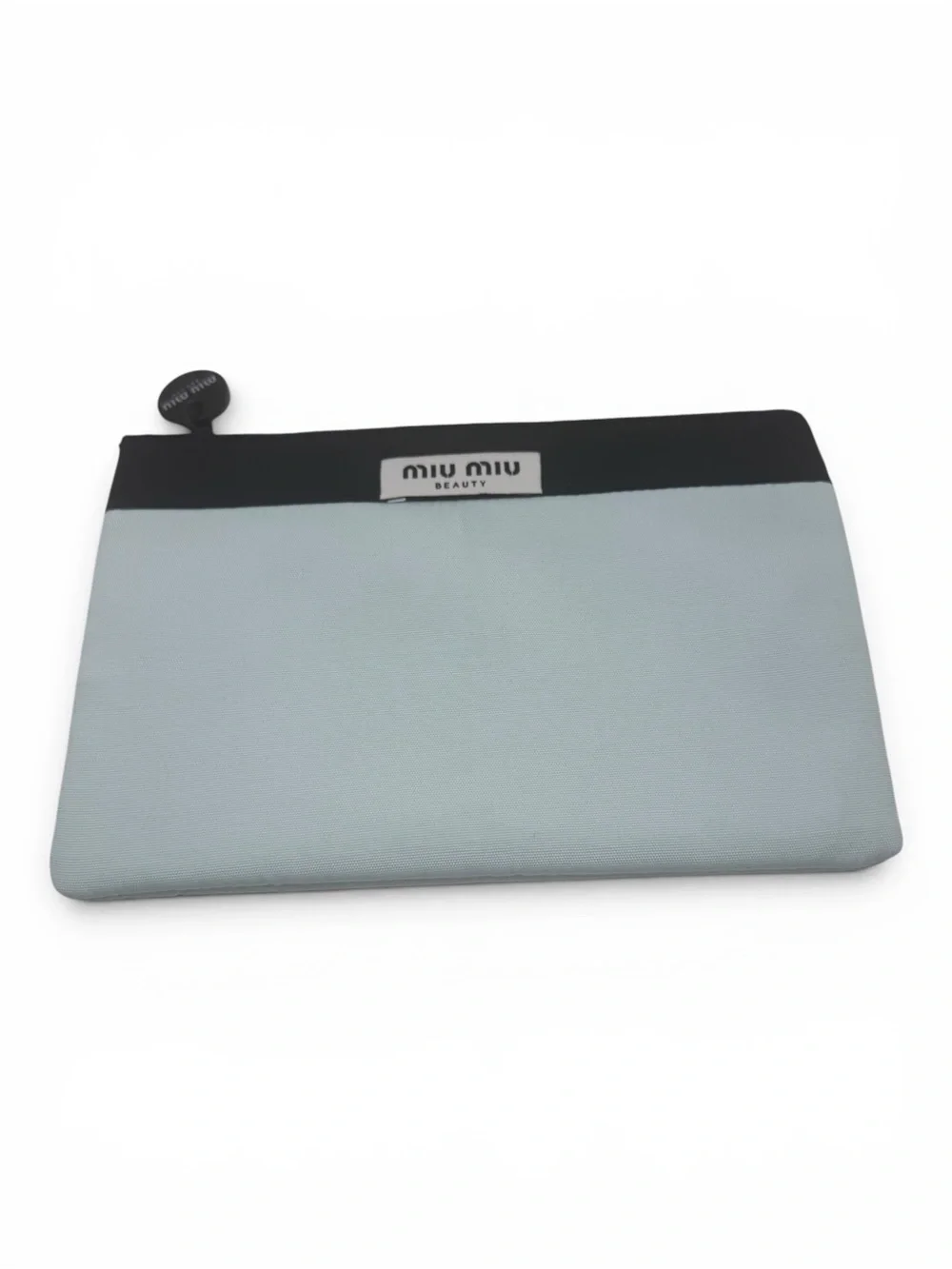 Miu Miu Black and Light Blue Canvas Cosmetic Pouch